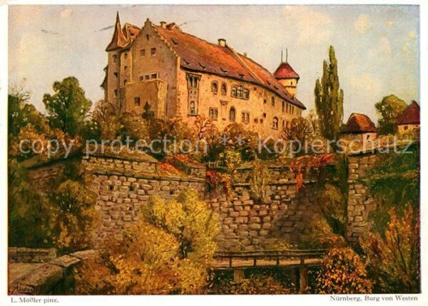 Nuernberg Burg von Westen nach Originalgemälde vo