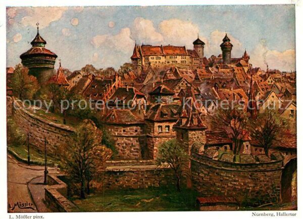 Nuernberg Hallertor nach Originalgemälde von Ludw