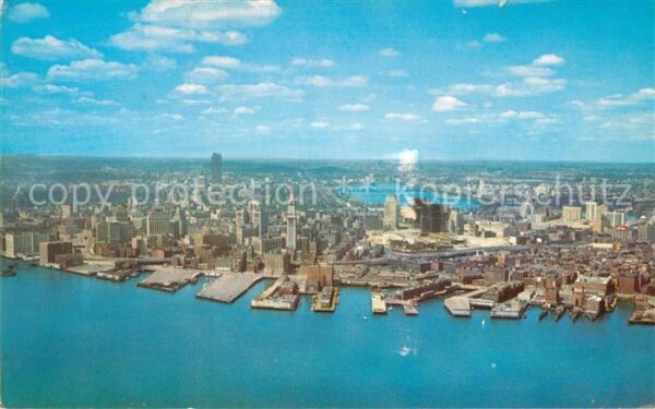 Boston Massachusetts Air view of Boston waterfront