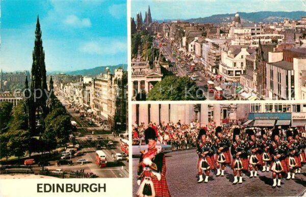Edinburgh Scotland Scott Monument Princess Street Pipes an