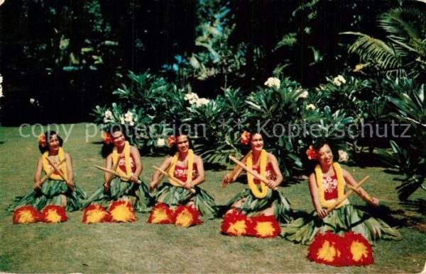 Honolulu Native Hula Girls in a Garden of White