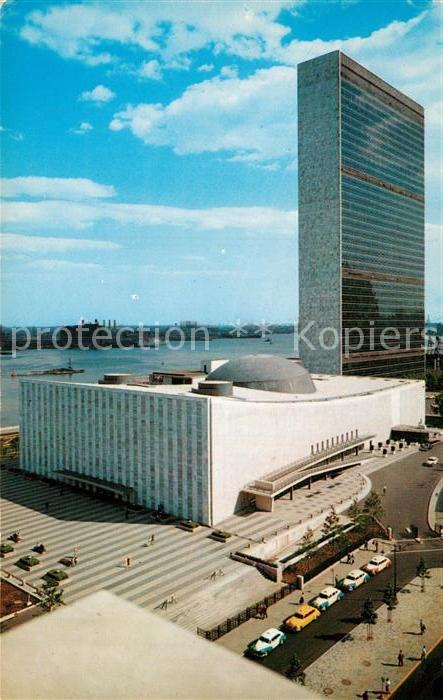 New York City United Nations Building with East River