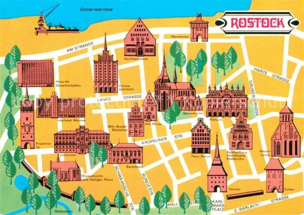 Rostock Stadtplan Illustration