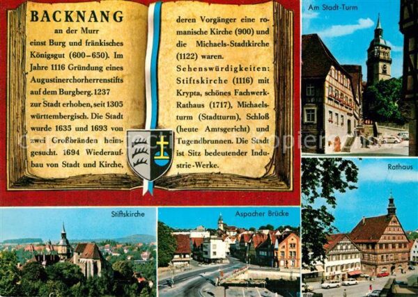 Backnang Am Stadt Turm Stiftskirche Aspacher Brü