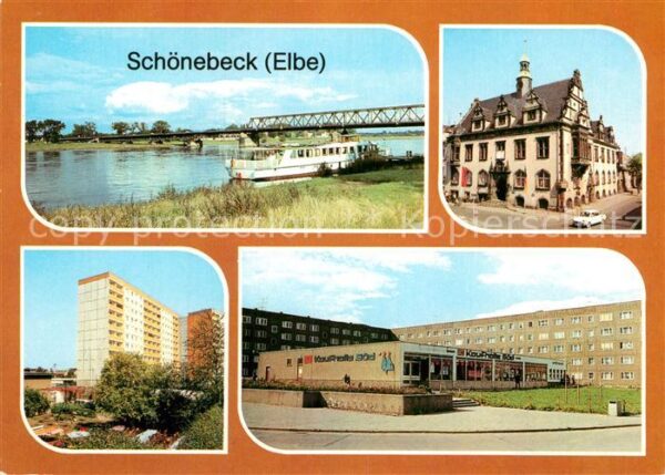 Schoenebeck Elbe Thälmann Brücke Rathaus Neubauten Kaufh