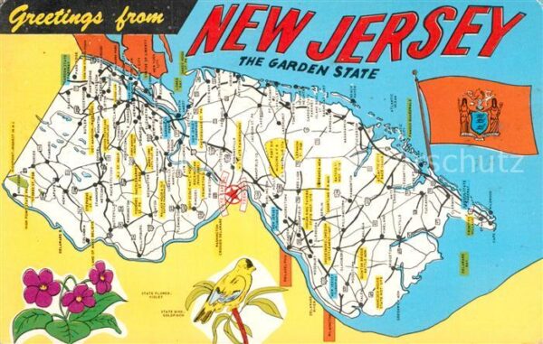 New Jersey US-State The Garden State Map