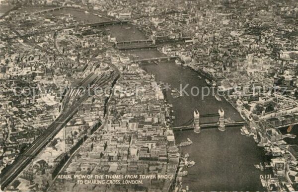 London Arial view of the Thames from Tower Bri