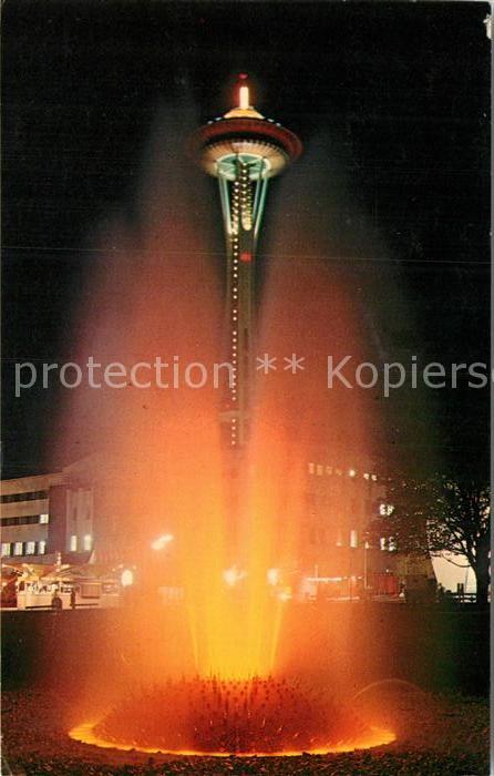 Seattle Space Needle illuminated at night
