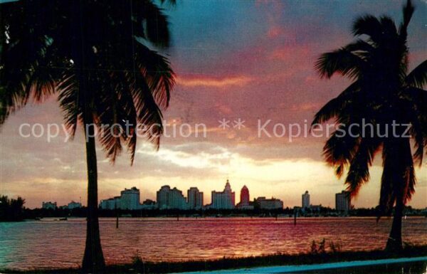 Miami Florida Sunset over the oceanfront