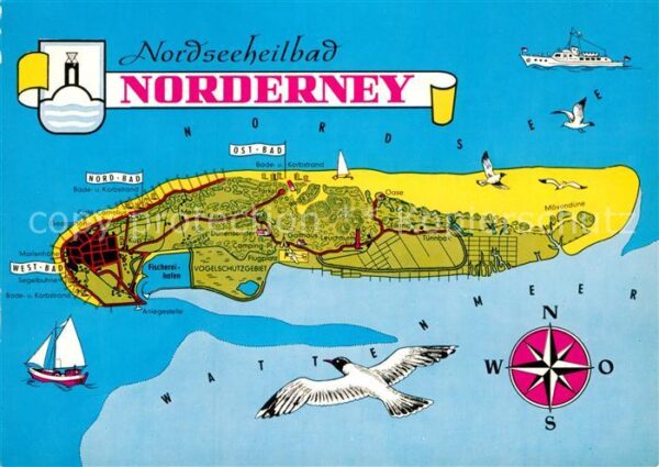 Norderney Nordseebad Nordseeinsel Landkarte Wattenmeer Kompa