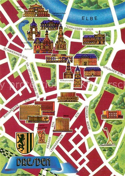 Dresden Stadtplan mit Sehenswürdigkeiten der St