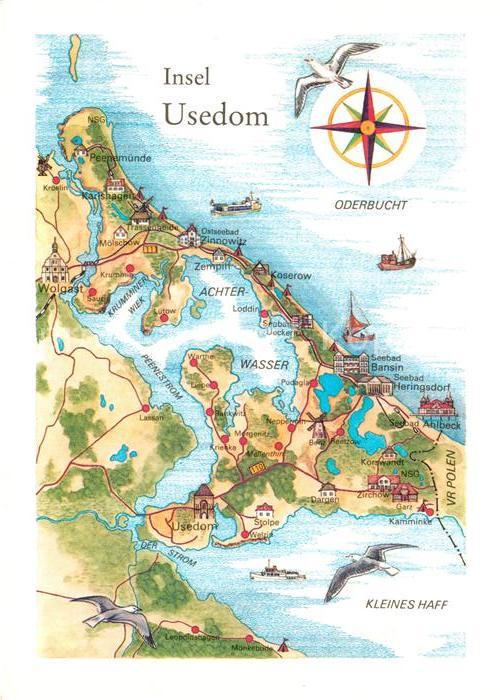Insel Usedom Inselkarte Zeichnung