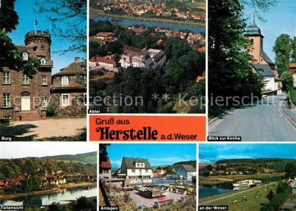 Herstelle Weser Burg Abtei Kirche Teilansicht Anlagen W