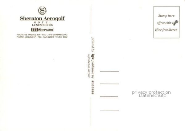 LUXEMBOURG  Luxemburg Sheraton Aerogolf Hotel – Bild 2