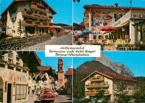 Mittenwald Bayern Terrassen Cafe Hotel Rieger Bozner Wein