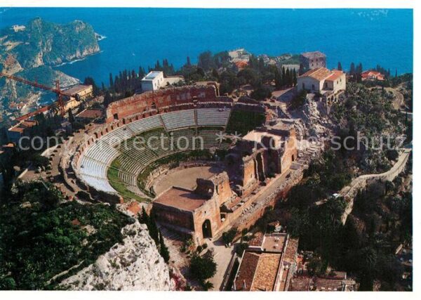 Taormina Sizilien Griechisches Theater Fliegeraufnahme