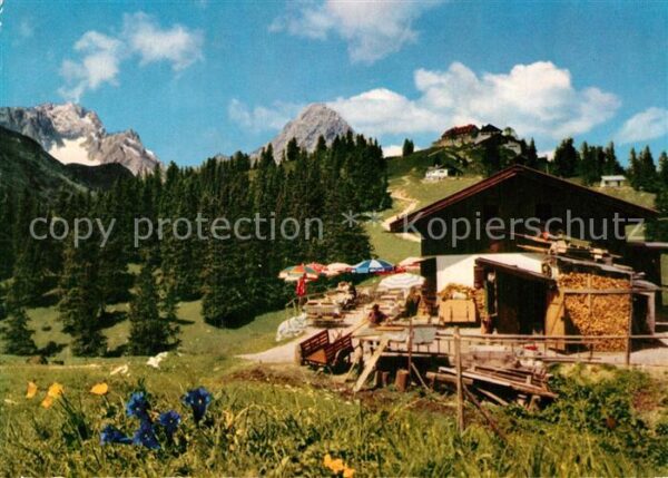 Farchant Kreuzalm Zugspitze Waxenstein und Kreuz