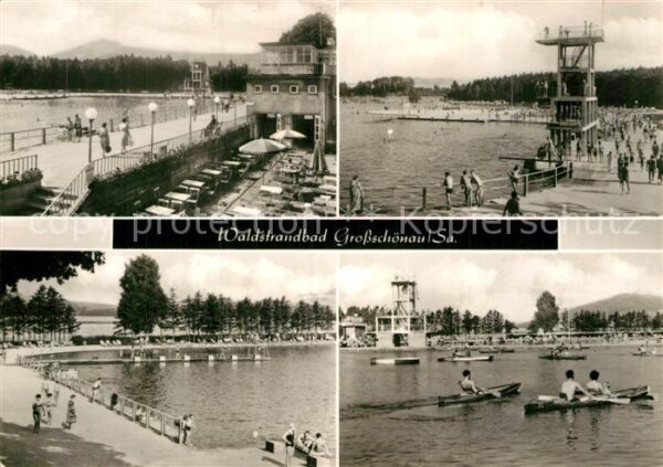 Grossschoenau Sachsen Waldstrandbad Sprungturm Rudern Wassers