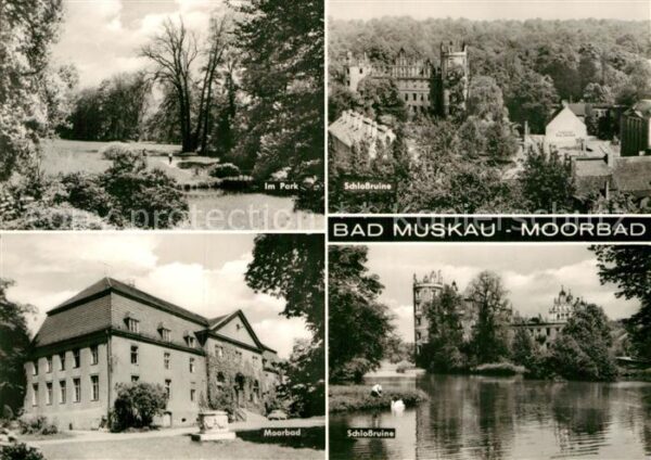 Bad Muskau Oberlausitz Park Schlossruine Moorbad