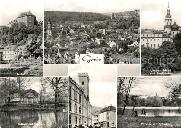 Greiz Thueringen Schloss Stadtpanorama Kirche Parksee Ra
