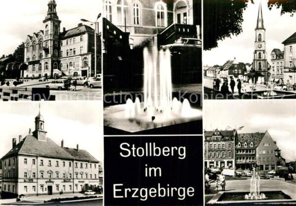 Stollberg Erzgebirge Rathaus Fontäne Hauptmarkt Kirche Schul