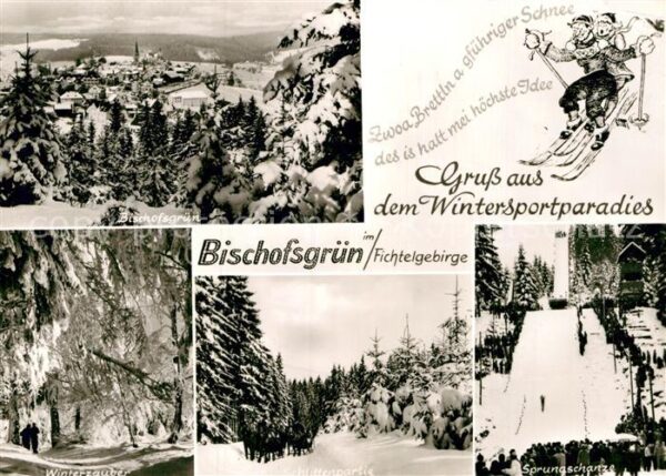 Bischofsgruen Winterpanorama Winterzauber im Wald Pfe