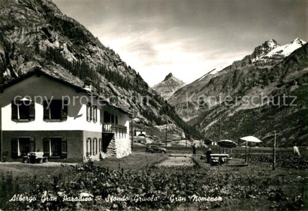 Pont Valsavarenche Albergo Gran Paradiso sfondo Grivola Gr