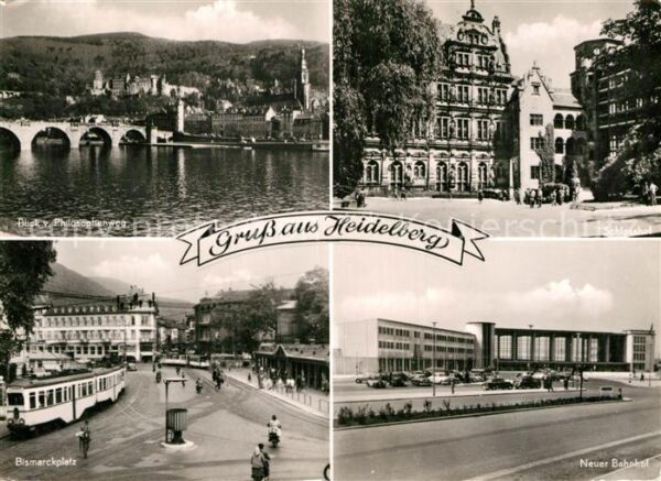 Heidelberg Neckar Blick vom Philosophenweg Neckar Brücke