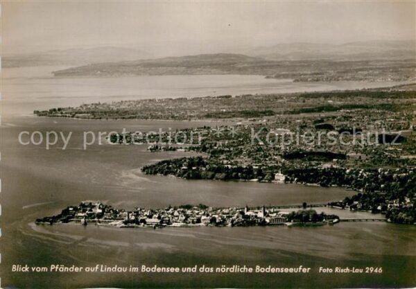 Lindau Bodensee Blick vom Pfänder nördliches Bodenseeuf