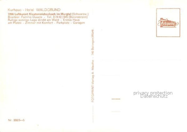 Klosterreichenbach Kurhaus Hotel Waldgrund Luftkurort im M – Bild 2