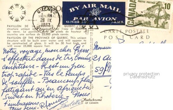 Exposition Universelle Internationale Mo Pavillon de la Province de Quebec – Bild 2
