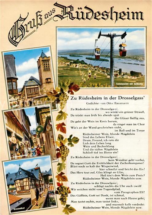 Gedicht auf AK Zu Rüdesheim in der Drosselgass Otto Ha