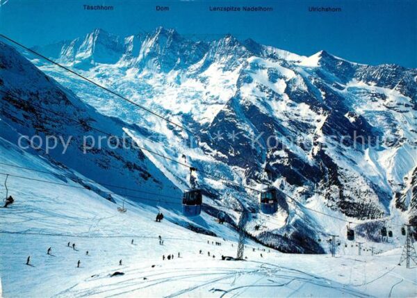 Seilbahn Saas-Fee-Plattjen Täschhorn Dom Lenzspi