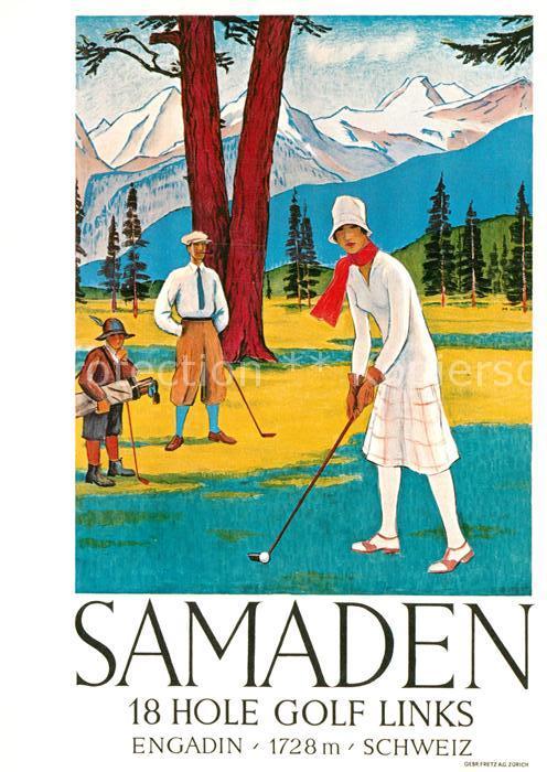 Golfsport Samaden Engadin Plakat Verkehrsverein 1