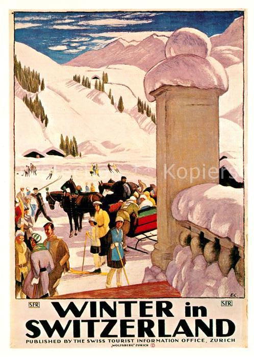 Pferdeschlitten Emile Cardinaux Plakat Schweiz Verkehrs
