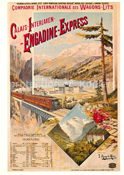 Eisenbahn Plakat Wagons-Lits 1895 F. Hugo d_Alesi