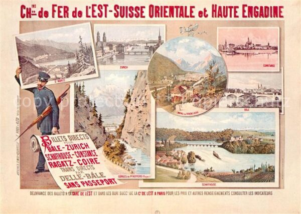 Eisenbahn F. Hugo d_Alesi Plakat Chemin de Fer de