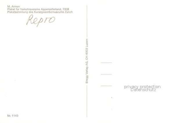 Kuenstlerkarte M. Annen Plakat Verkehrsvereine Appenze – Bild 2