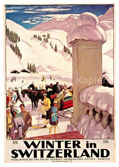Pferdeschlitten Emile Cardinaux Plakat Verkehrszentrale