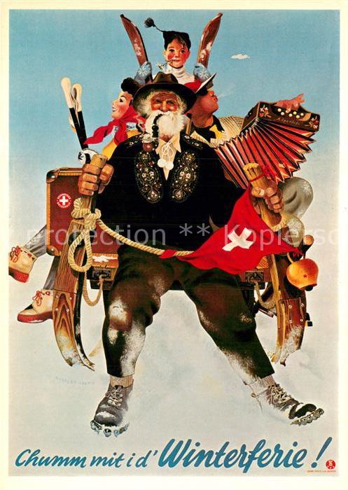 Schlitten Schnee H. Leupin Winterferien Plakat Verkehrsz