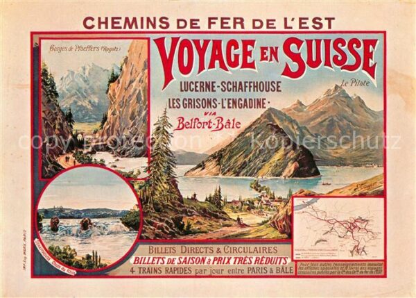 Eisenbahn E. Bourgeois Plakat Chemins de Fer de L