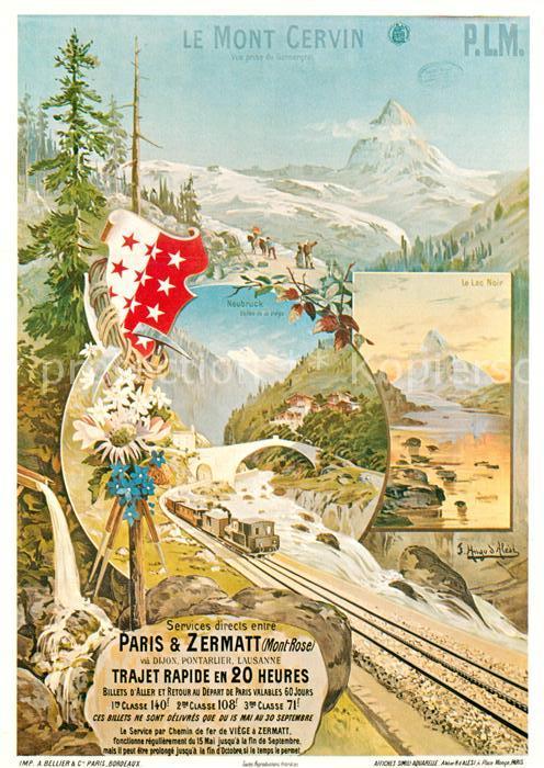 Eisenbahn F. Hugo d_Alesi Affiche Chemins de Fer