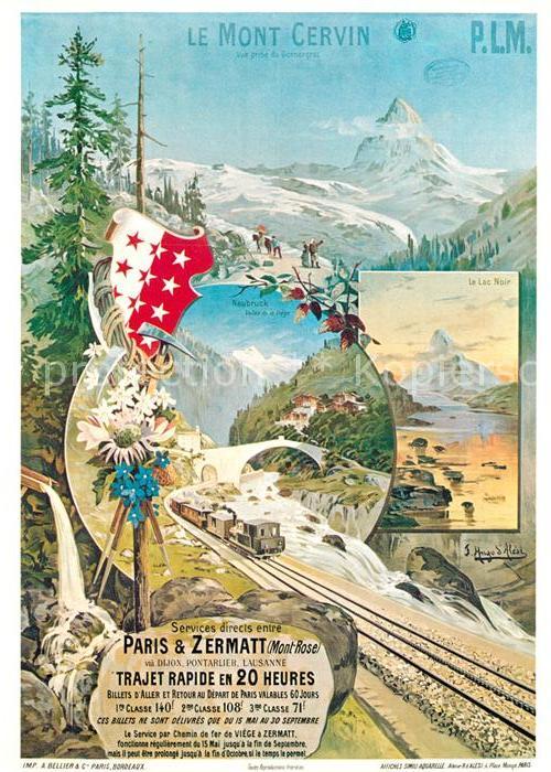 Eisenbahn Affiche Chemins de Fer Paris-Lyon-Medit