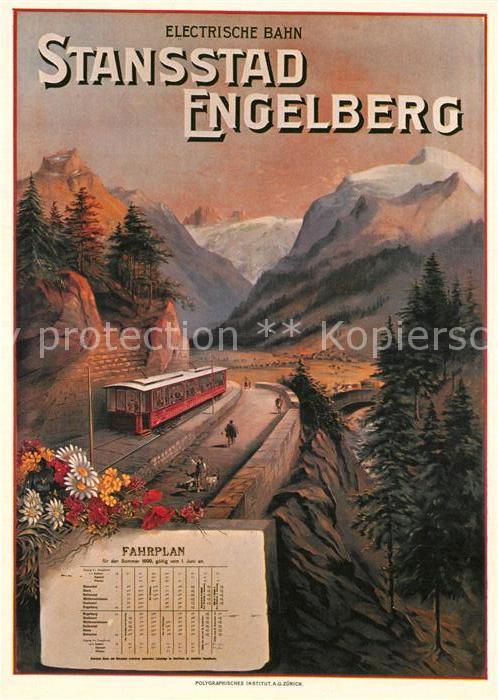 Bergbahn Stansstad-Engelberg-Bahn Plakat 1899 Fa