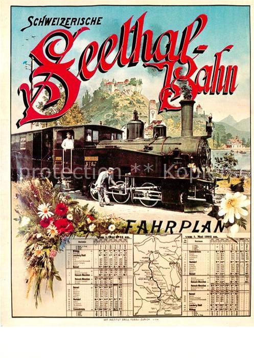 Lokomotive Seethal-Bahn Fahrplan Plakat 1903