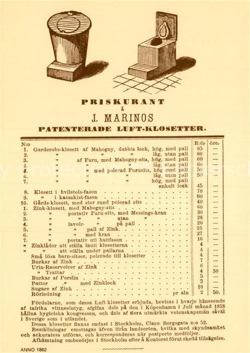 Werbung Reklame Patenterade Luft-Klosetter Stockholm 18