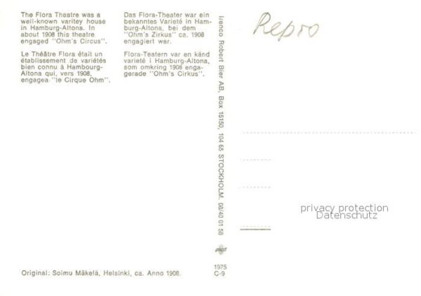 Zirkus Ohm's Flora-Theater Variete Hamburg-Alt – Bild 2