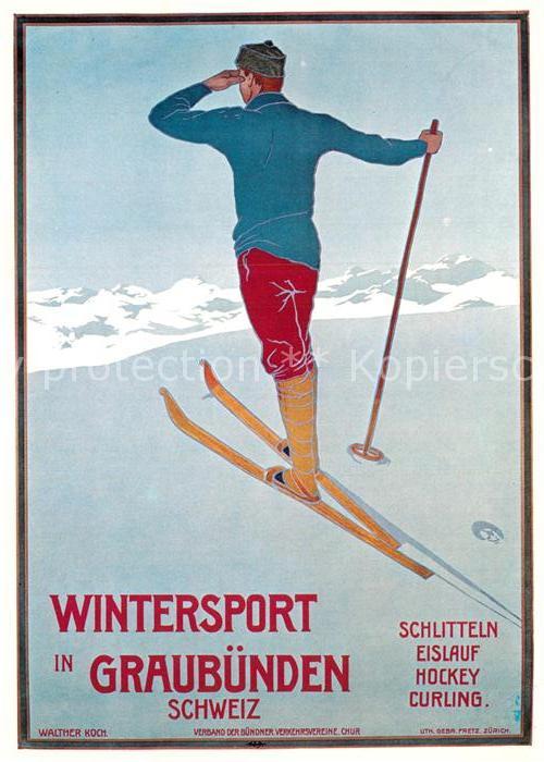 Skifahren Plakat Verband Bündner Verkehrsvereine