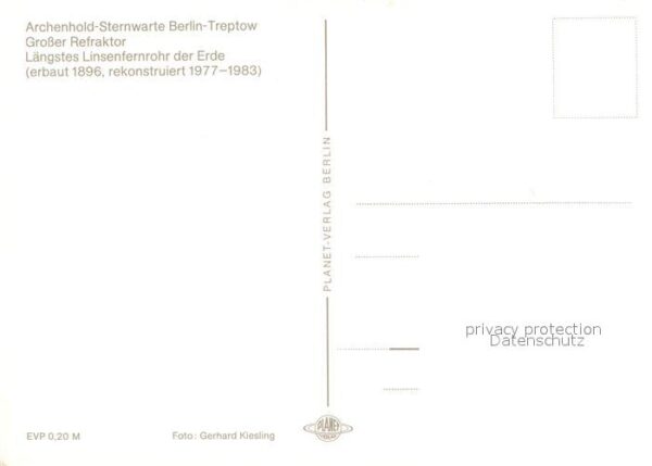 Sternwarte Urania Observatorium Archenhold Berlin-Treptow Grosser Refra – Bild 2