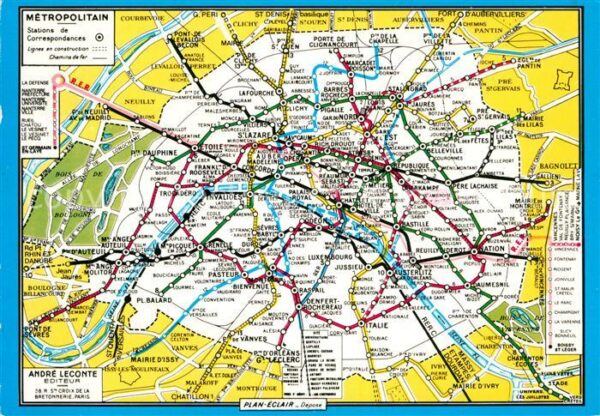 U-Bahn Subway Underground Metro Paris Plan Liniennetz